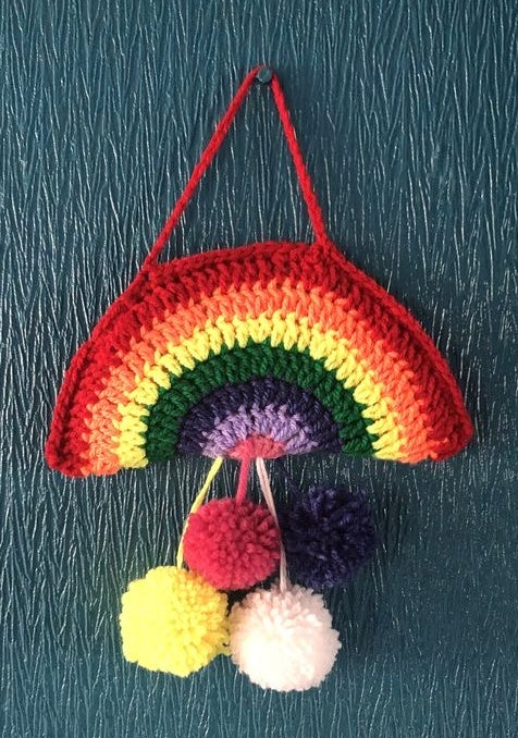 Crochet Rainbow with Pom-poms – Handmade Colourful Wall Décor