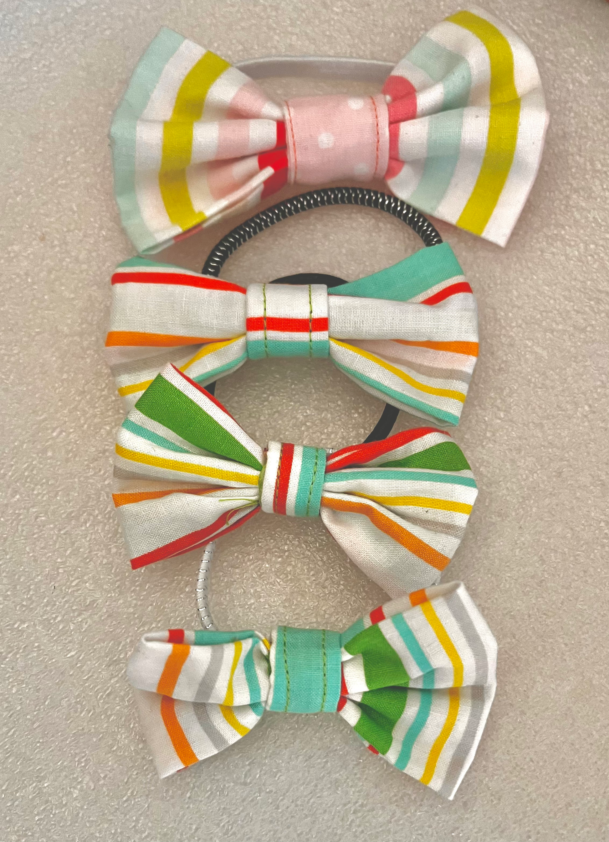 Stripes bow hair ties , Hair accessories , set of 4  image 0