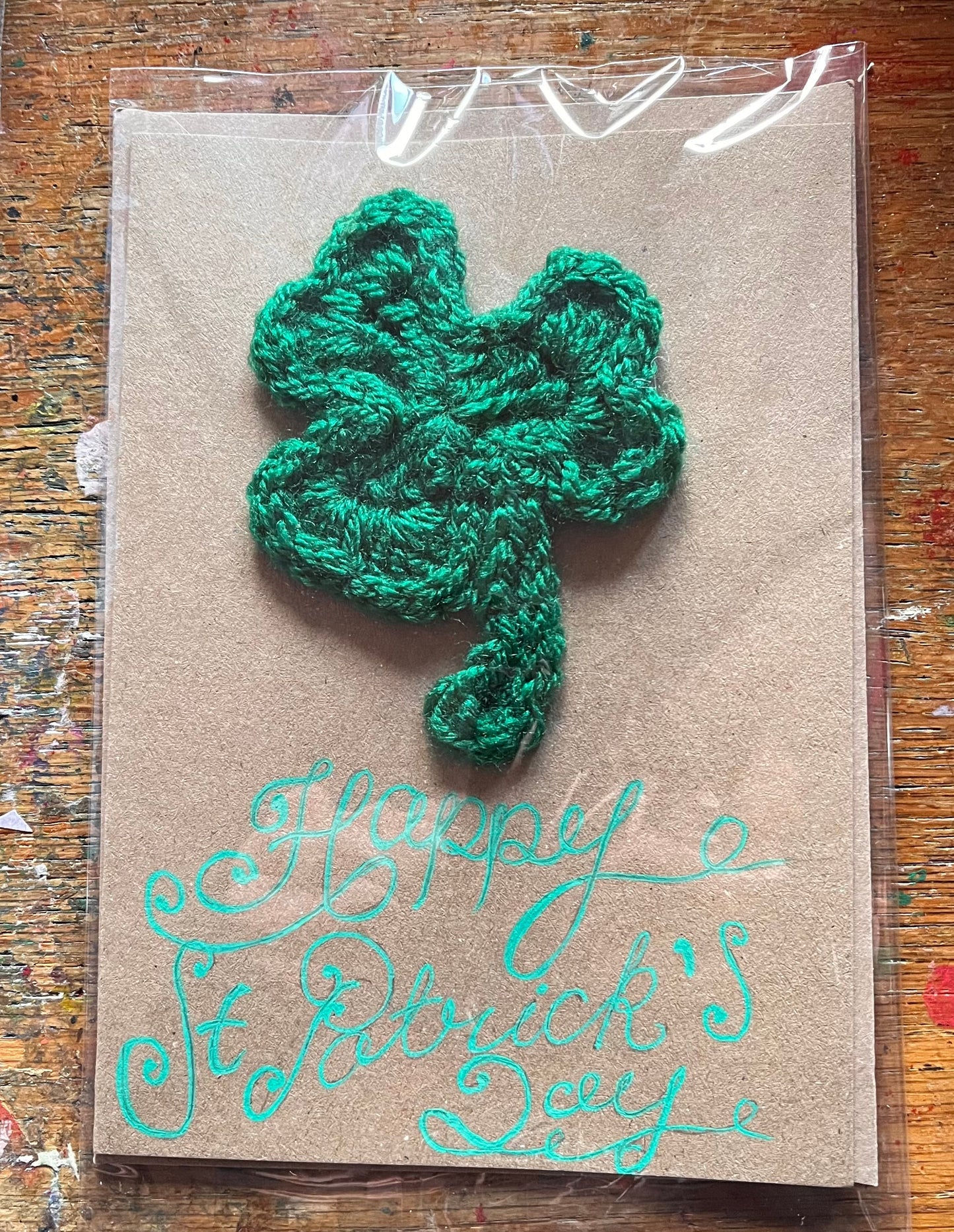 St Patrick shamrock handmade card