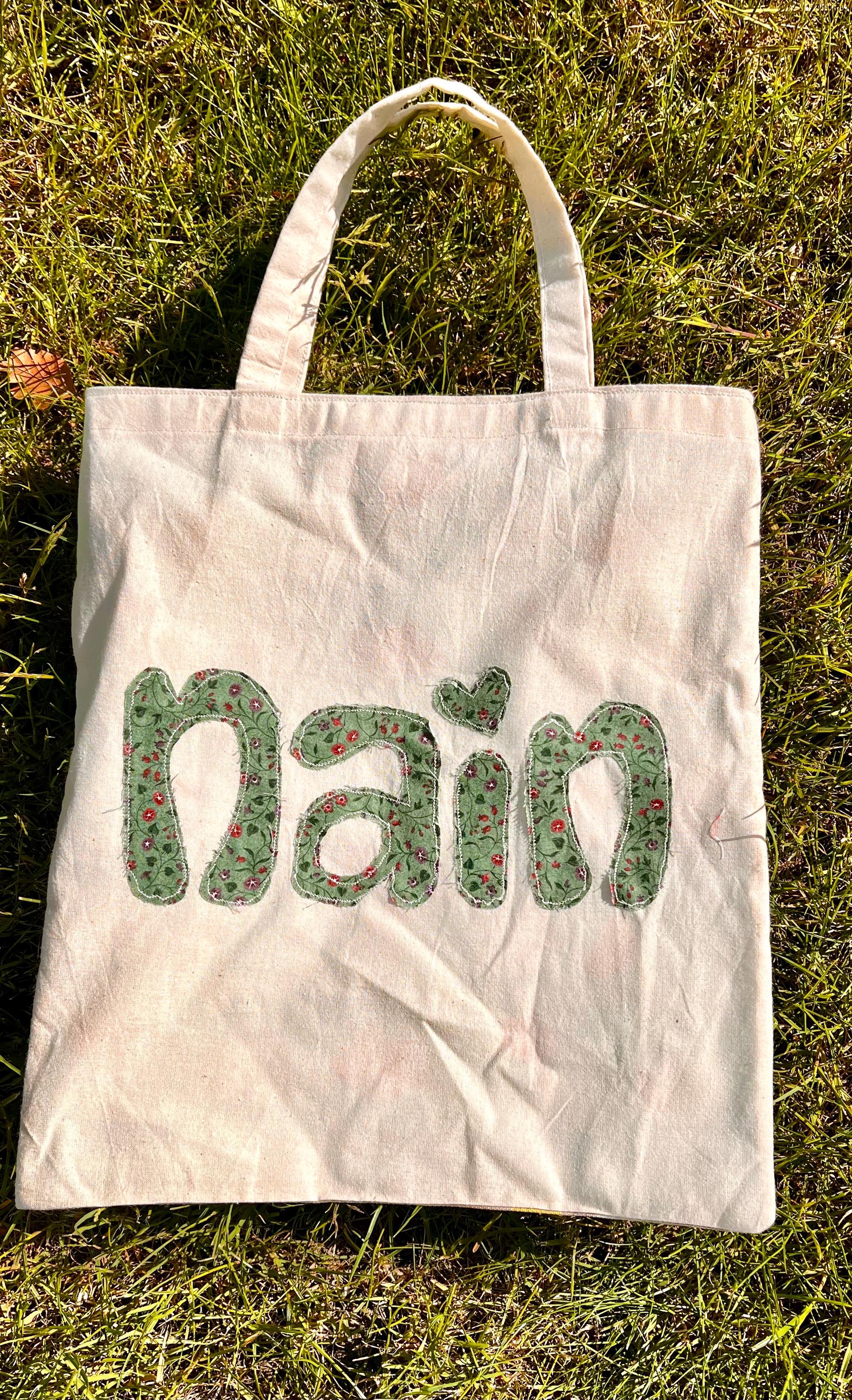 personalised Nain handmade cotton tote bag image 0