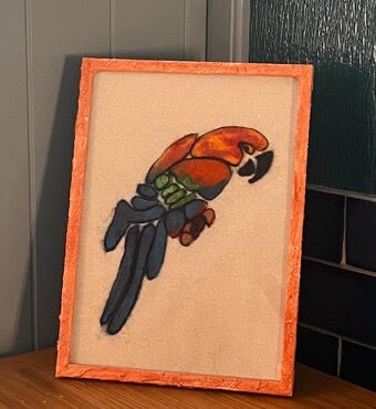 Needle Felt Parrot Wall Art – Handmade Wool Bird Decor – Colorful Tropical Bird  image 0