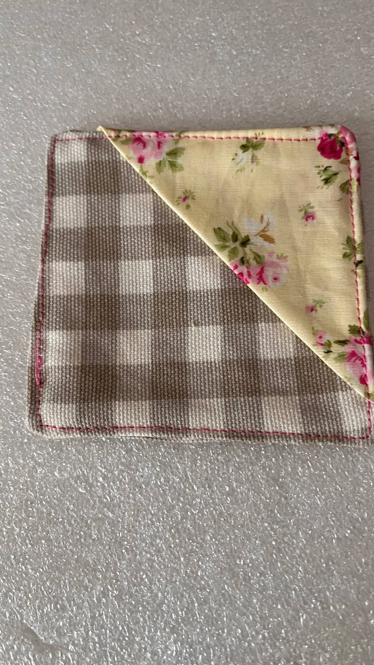 Handmade fabric corner bookmark