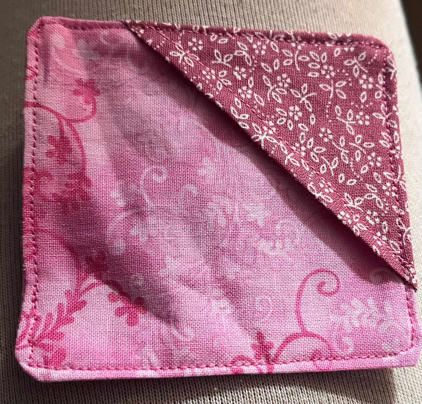 Handmade fabric corner bookmark